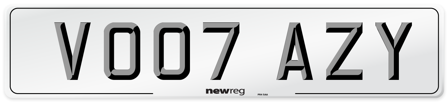 VO07 AZY Number Plate from New Reg